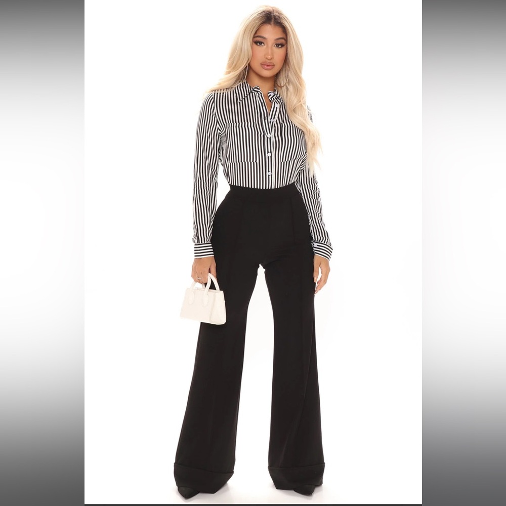Black and White Striped Button Down Shirt